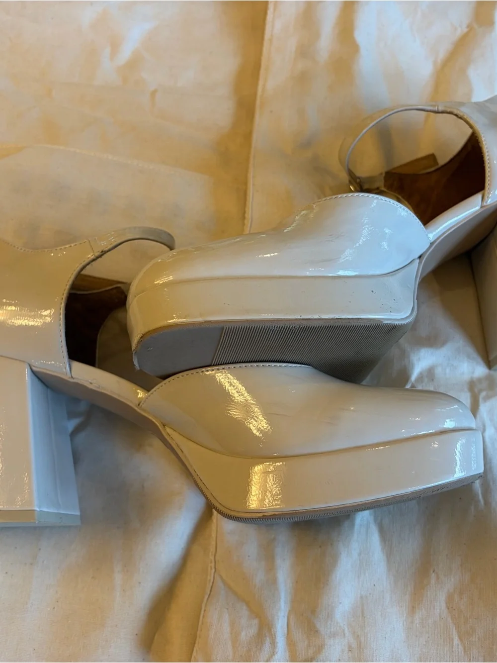 Wild Fable Cream Patent Mary Jane Platform Heels